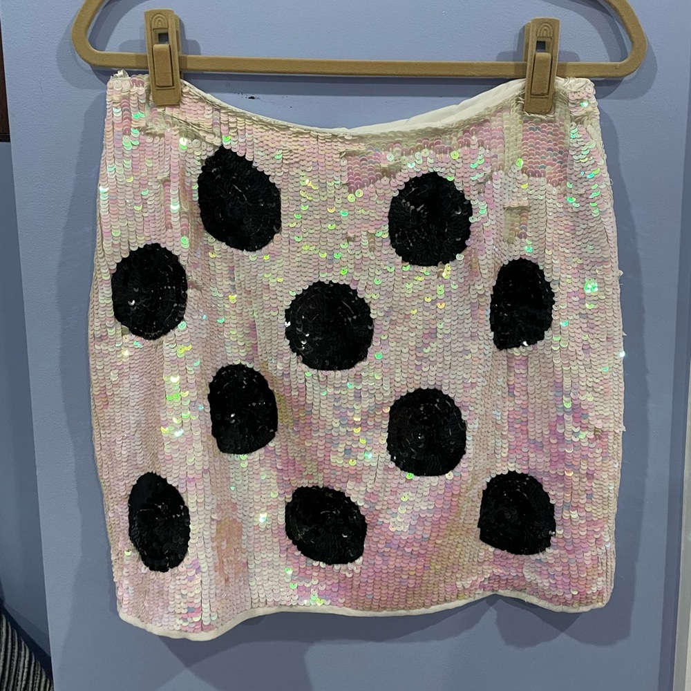 ASOS black and white polka dot sequin skirt NWT
